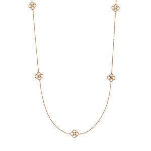 Lange Halskette Clover Charm, 18 Karat Rosegold vergoldet