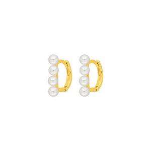 Mini-Klappcreolen Pearls, 18 K Gelbgold vergoldet