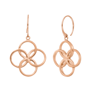 Ohrhnger Clover Charm Duo, 18 K Rosegold vergoldet