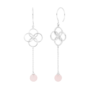 Ohrh�nger Clover Charm, Rosenquarz, 925 Sterlingsilber