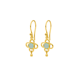 Ohrhnger Clover Gem, Aqua Chalzedon, 18 K Gelbgold vergoldet