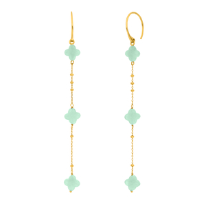 Ohrh�nger Clover Gem, lang, Amazonit, 18 Karat Gelbgold vergoldet