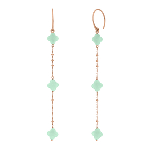 Ohrh�nger Clover Gem, lang, Amazonit, 18 Karat Rosegold vergoldet