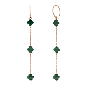 Ohrh�nger Clover Gem, lang, Malachit, 18 Karat Rosegold vergoldet