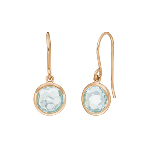 Ohrringe Blauer Topas, 14 Karat Rosegold