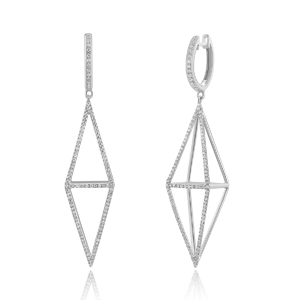 Ohrringe Trapez mit Diamanten, 18 Karat Weigold