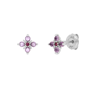 Ohrstecker BLOOM, Amethyst/Rhodolith, 925 Sterlingsilber