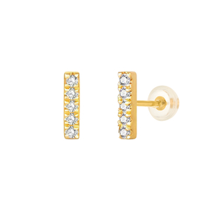 Ohrstecker Bar mit Diamanten, 18 Karat Gelbgold