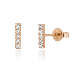 Ohrstecker Bar mit Diamanten, 18 Karat Rosegold