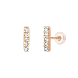 Ohrstecker Bar mit Diamanten, 18 Karat Rosegold