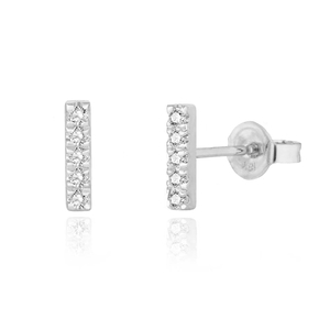 Ohrstecker Bar mit Diamanten, 18 Karat Weigold