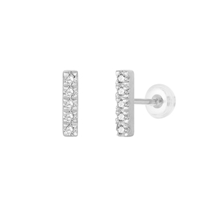 Ohrstecker Bar mit Diamanten, 18 Karat Wei�gold