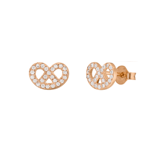 Ohrstecker Brezn mit Zirkonia, 18 K Rosegold vergoldet