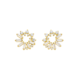 Ohrstecker CUBE FLOWER, Zirkonia, 18 K Gelbgold vergoldet