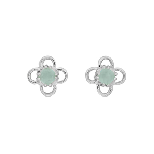 Ohrstecker Clover Gem, Aqua Chalzedon, 925 Sterlingsilber