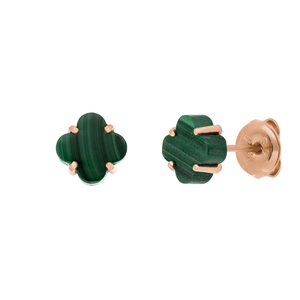 Ohrstecker Clover Gem, Malachit, 18 Karat Rosegold vergoldet
