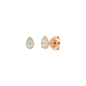 Ohrstecker Drop, Aqua Chalzedon, 18 K Rosegold vergoldet