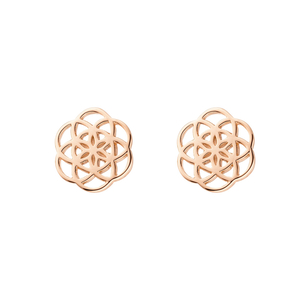 Ohrstecker Flower of Life, 18K Rosegold vergoldet