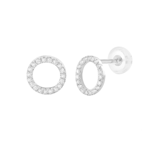 Ohrstecker Circle mit Diamanten, 18 Karat Wei�gold