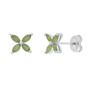 Ohrstecker Leaf Flower, Aventurin, 925 Sterlingsilber