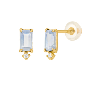 Ohrstecker Mondstein SQUARE, 14 Karat Gelbgold