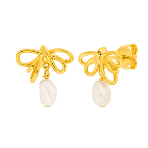 Ohrstecker PEARL BOW, 18 K Gelbgold vergoldet