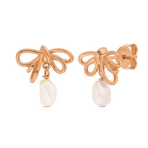Ohrstecker PEARL BOW, 18 K Rosegold vergoldet