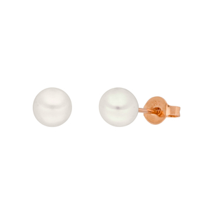 Ohrstecker Perle, 6mm, 14 K Rosegold