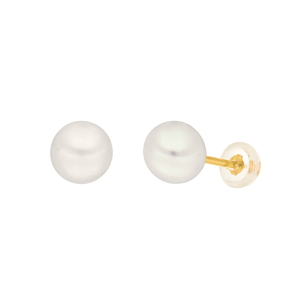 Ohrstecker Perle, 6mm, 14 Karat Gelbgold