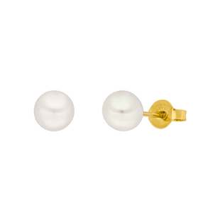 Ohrstecker Perle, 6mm, 14 Karat Gelbgold