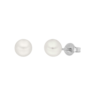 Ohrstecker Perle, 6mm, 14 Karat Weigold