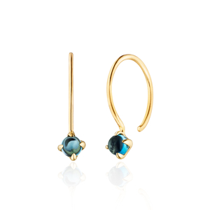 Ohrringe Cabochon, Blaue Topas, 14 K Gelbgold