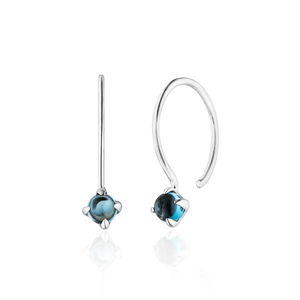Ohrringe Cabochon, Blaue Topas, 14 Karat Weigold