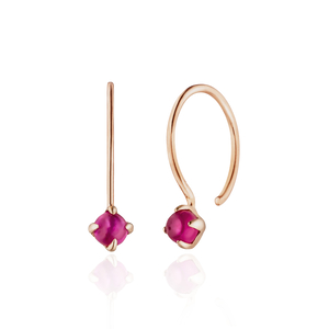 Ohrringe Cabochon, Rubin, 14 Karat Rosegold