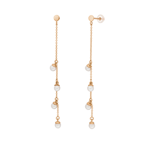 Ohrringe Perle Kette, 14 Karat Rosegold