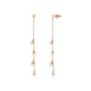 Ohrringe Perle Kette, 14 K Rosegold