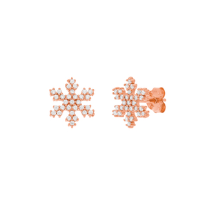 Ohrstecker Snowflake, 18 K Rosegold vergoldet