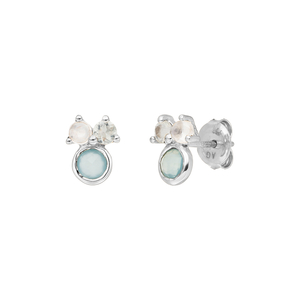 Ohrstecker Three Gems, Aqua Chalzedon, 925 Sterlingsilber