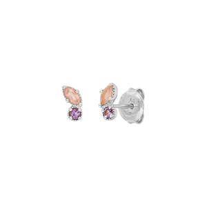 Ohrstecker Two Gems, Rosenquarz, 925 Sterlingsilber