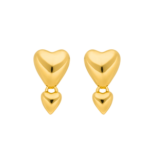 Ohrstecker Two Hearts, 18 K Gelbgold vergoldet