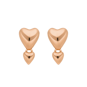 Ohrstecker Two Hearts, 18 K Rosegold vergoldet