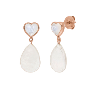 Ohrstecker VALENTINE PEARLS, 18 Karat Rosegold vergoldet