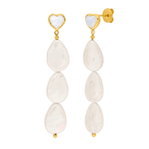 Ohrstecker VALENTINE PEARLS, lang, 18 Karat Gelbgold vergoldet