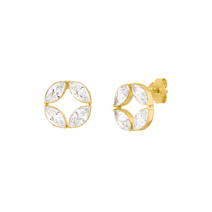 Ohrstecker Zirkonia Flower, 18 K Gelbgold vergoldet