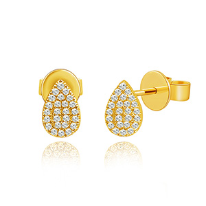Ohrstecker Drops mit Diamanten, 18 Karat Gelbgold