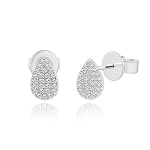 Ohrstecker Drops mit Diamanten, 18 Karat Weigold