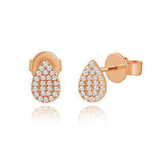 Ohrstecker Drops mit Diamanten, 18 Karat Rosegold