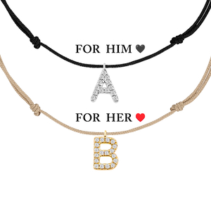 Partner Armband Set, LETTER CHARM, 14 Karat Wei�gold & Gelbgold