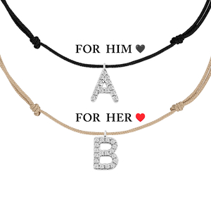 Partner Armband Set, LETTER CHARM, 14 Karat Wei�gold