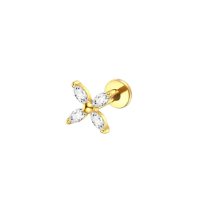 Piercing Flower mit Zirkonia, vergoldetes Titan